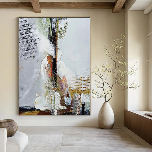 Jumbo Hand - Painted Textured Custom Abstract Canvas for Dining Room and Office DTP043