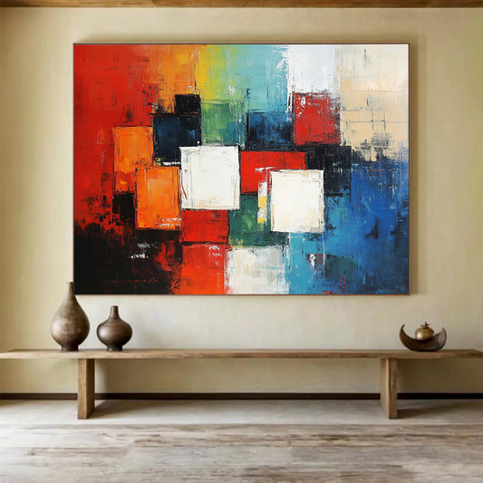 “Colorful Cubist Blocks” - Red, Green, Blue, Abstract Cubist Blocks HB1134