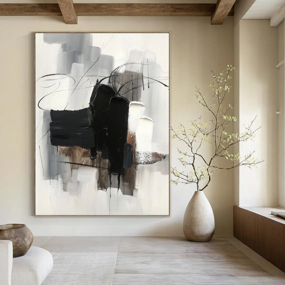 Elegant Hand - Painted Textured Abstract Painting for Dining Room & Bar DKH1275