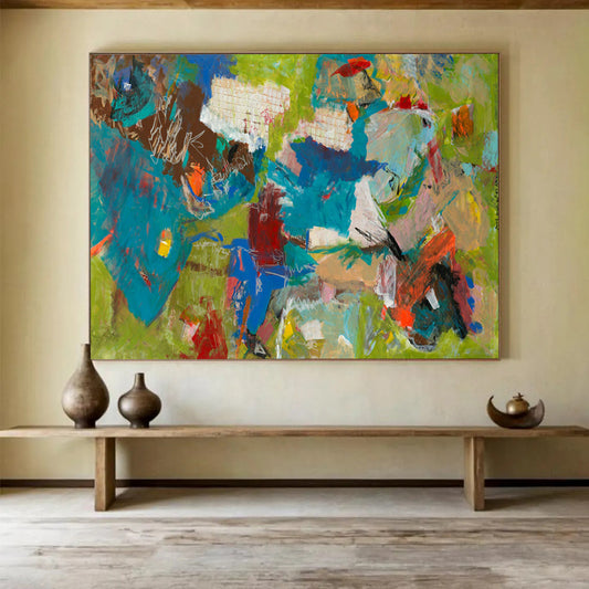 Colorful Abstract Expressionism - Bold Living Room or Studio Art DLZ237