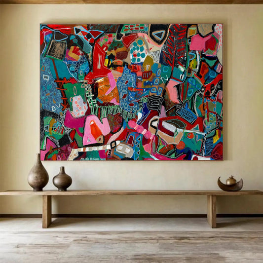 Colorful Abstract Mosaic - Vibrant Living Room or Office Art DLZ242