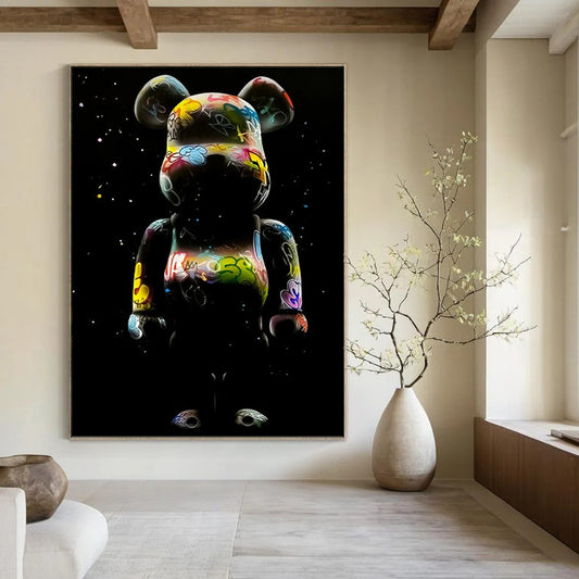 Uplifted Vertical Hand - Painted Custom Abstract Rondo (with Shimmering - Silk Textures) for Living Room and Hotel DKH1619