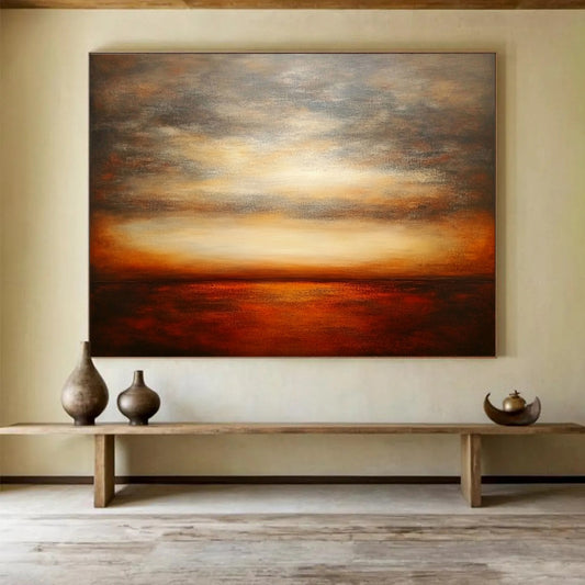 “Warm - Toned Sunset Sea” - Impressionist Landscape Painting HB0534