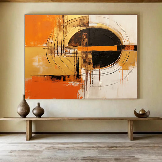 Orange - Black Geometric Dynamism - Bold Entryway Art DLZ105