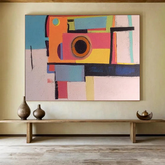 Colorful Geometric Abstract "Playful Prism" Painting On Canvas HB0411