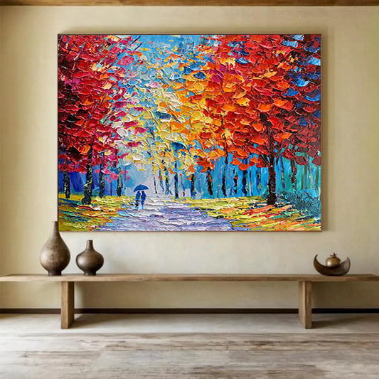 Colorful Autumn Forest Stroll - Romantic Living Room or Bedroom Art DLZ200