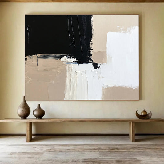 “Contrasting Neutral Blocks” - Beiges, Blacks, Whites, Abstract Color Blocks - Acrylic Painting HB1625