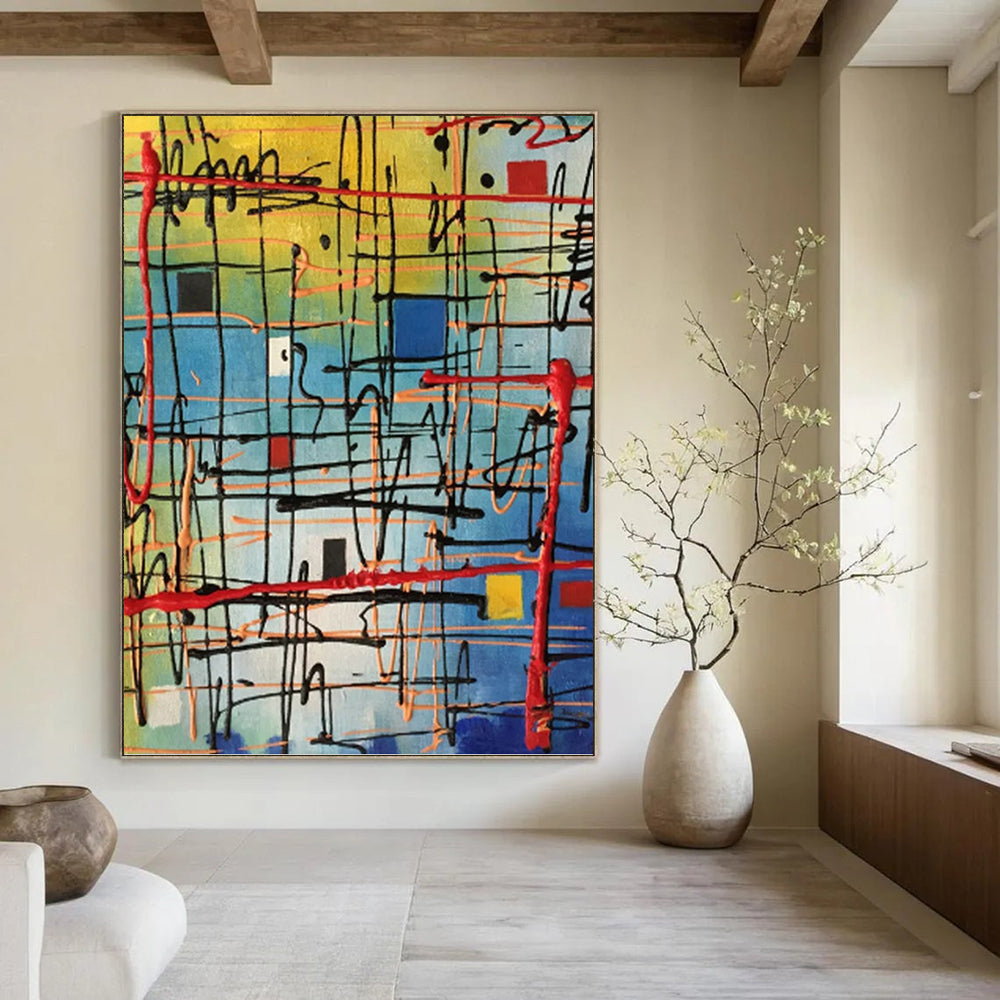 Grand Vertical Hand - Painted Textured Custom Abstract Artifact for Bedroom and Living Room DKH1582