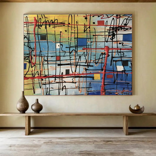 Inspiring Original Giant Textured Hand - Crafted Abstract Painting for Transformed Environments DKH842