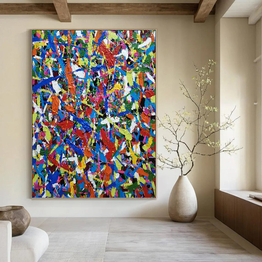 Extended - Proportioned Vertical Hand - Painted Textured Custom Abstract Epic for Office and Bar DKH1566