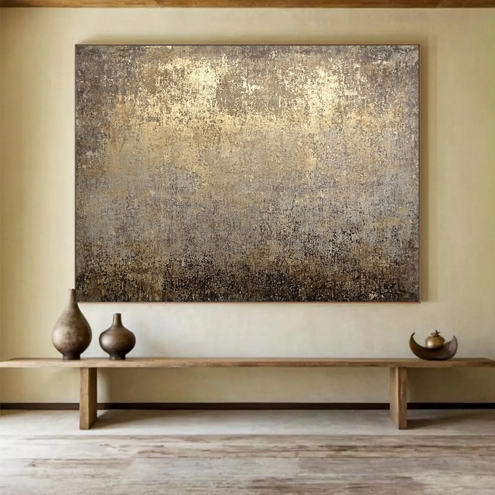 “Vintage Gold - Gray Textured Background” - Gold, Gray, Textured Abstract Painting On Canvas HB0776