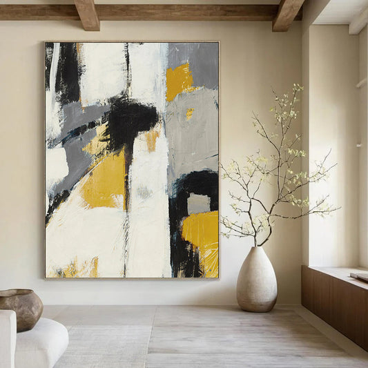 Colossal - Dimensioned Vertical Hand - Painted Custom Abstract Tapestry (with Lush Textures), for Arranging in Dining Room and Hotel Lobby DKH1525