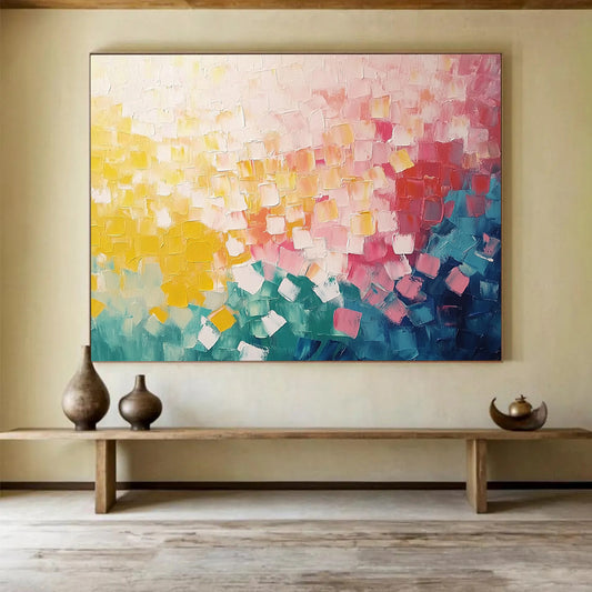 “Colorful Square Impasto” - Pointillist - Inspired Painting On Canvas HB0515