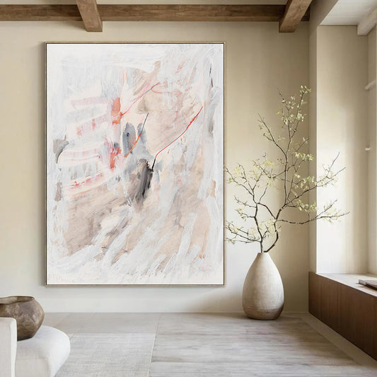 Monumental - Sized Vertical Hand - Painted Textured Custom Abstract Epoch, for Decorating Dining Room and Hotel DKH1530