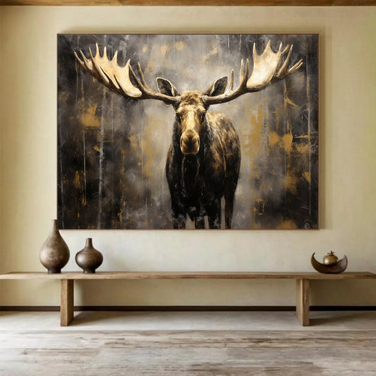 Majestic Moose in Gold - Rustic Luxury Wall Art DLZ079