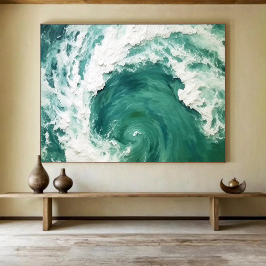 Turquoise Ocean Swirl - Dramatic Bathroom Focal Point DLZ064