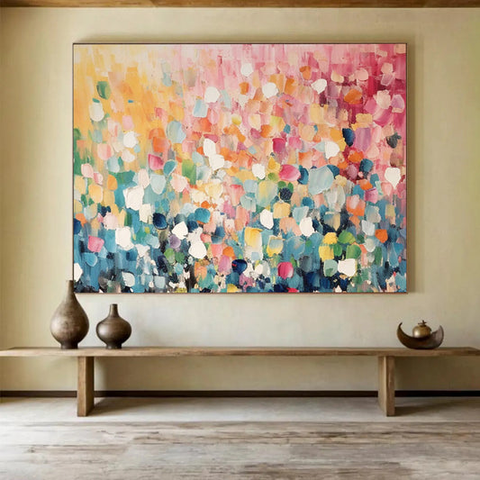 Colorful Dot - Matrix Abstract Art - Vibrant Living Room Centerpiece DLZ161