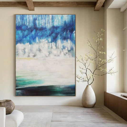 Dramatic & Bold Hand-Painted Custom Abstract Painting for Living Room & Hotel LargeART1974