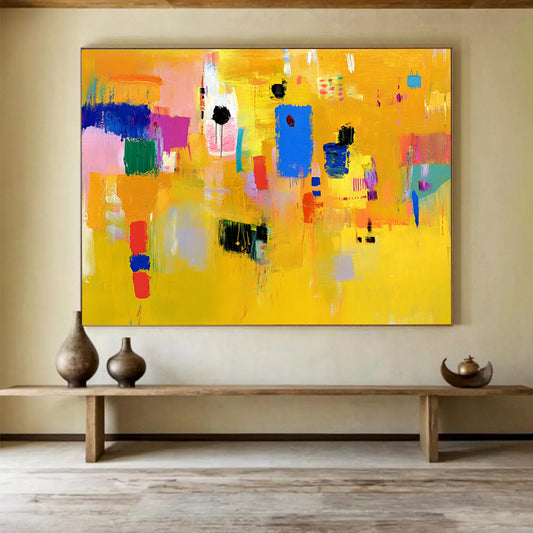 “Vibrant Color Block Abstraction” - Yellow, Pink, Blue, Purple with Color Blocks - Abstract Acrylic Painting HB1353