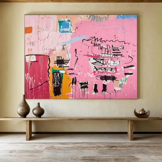 Bold Pink Abstract Expressionism - Modern Living Room or Office Focal Point DLZ198