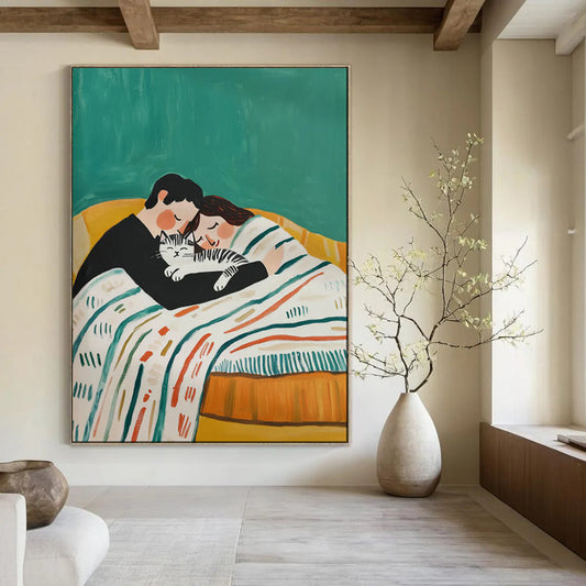 Whimsical & Charming Abstract Canvas Art for Bedroom & Living Room LargeART2043