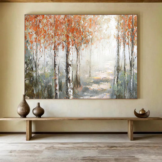 Misty Autumn Birch Forest - Enchanting Bedroom or Office Art DLZ222