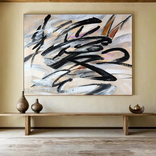 “Sonic Waves” Giant Abstract Wall Decor for Living Room & Hallway DKH289