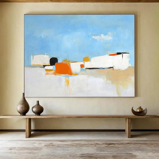 Blue Sky with Abstract Shapes - “Coastal Abstraction” Painting On Canvas HB1447