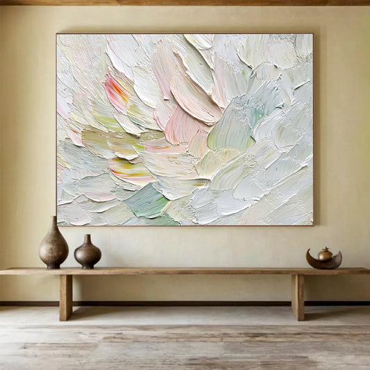 “Textured Pastel Petals” - Pastel Colors, Textured Floral Painting On Canvas HB0715