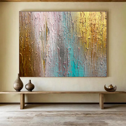 Cozy Large Abstract Painting with Plush Textured Surfaces for Bedroom & Hallway DKH916