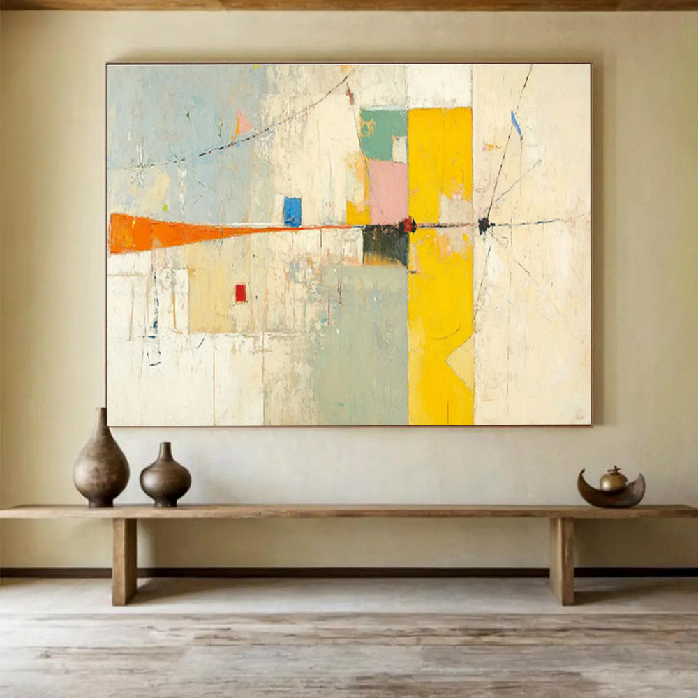 Large - Format Hand - Painted Textured Abstract Wall Mural for Bar & Dining Room DKH614