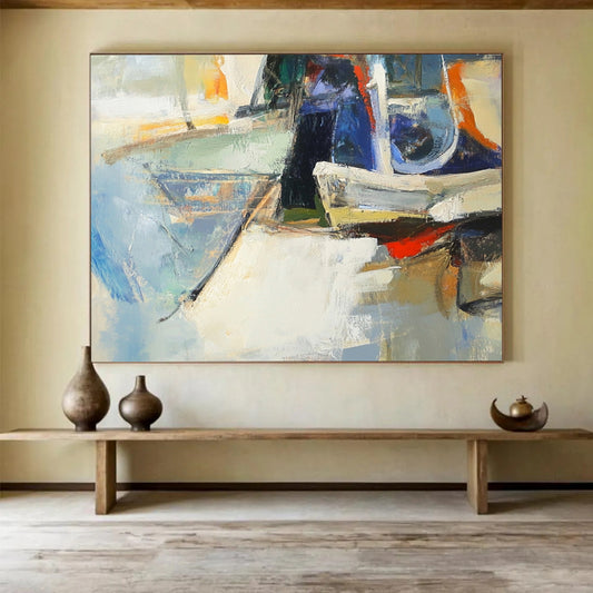 Abstract Boats in Soft Hues - Impressionist - Inspired Painting On Canvas HB0497