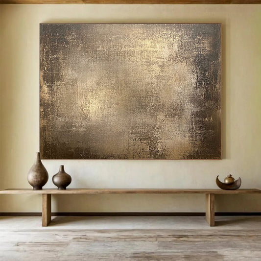 “Bronze - Toned Textured Canvas” - Shades of Brown, Metallic Gold, Abstract Grunge - Acrylic Painting HB1616