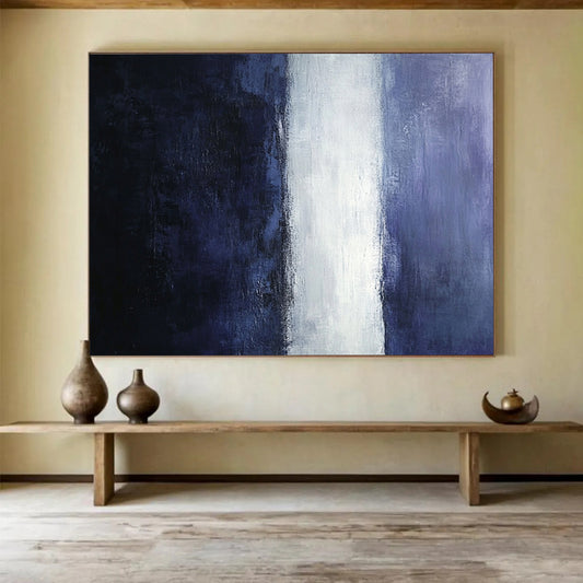 Gradient Purple, White & Navy - Color - Block Abstract Painting On Canvas HB0471