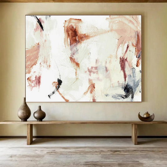 Warm Brown and Light Pink Abstract: Creating a Cozy Artistic Nook DLZ145