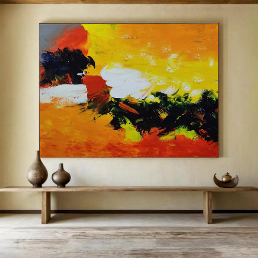 Bold & Radiant Hand - Painted Textured Abstract Painting for Bar & Office DKH652
