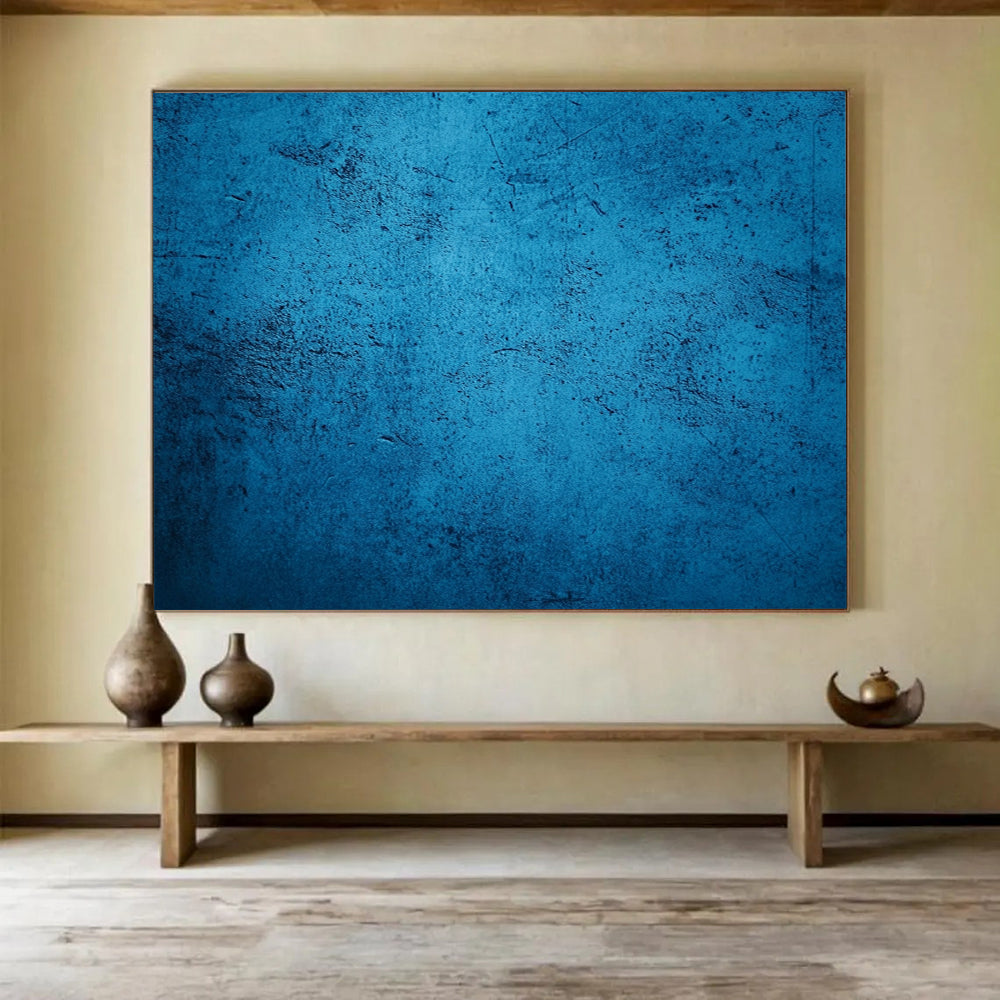 Solid Blue Textured Background - Minimalist Abstract Painting On Canvas HB0470