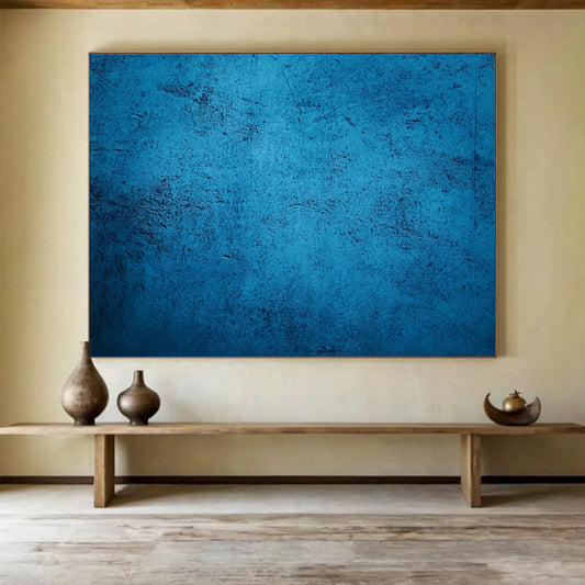 Solid Blue Textured Background - Minimalist Abstract Painting On Canvas HB0470