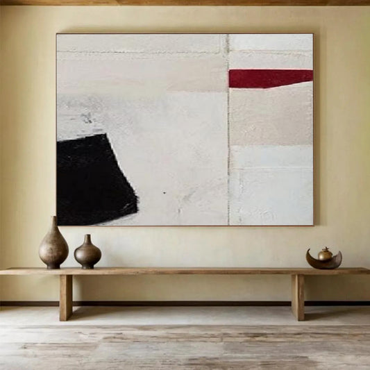 Black - Red Minimalist Abstract - Modern Gallery Wall Piece DLZ110