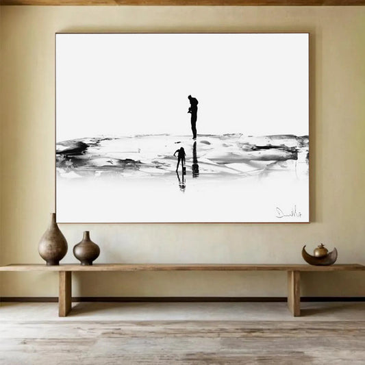 Monochrome Beach Silhouette - Serene Bathroom Decor DLZ114