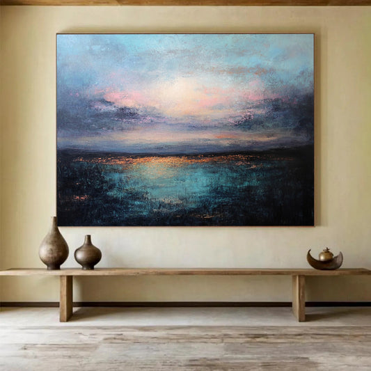 “Dreamy Coastal Sunset” - Blues, Pinks, Purples, Oranges, Ocean Sunset - Textured Oil Painting HB1573
