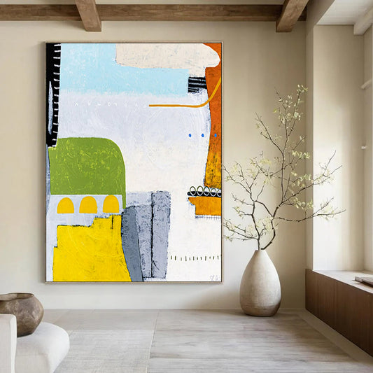 Dazzling Massive Hand-Painted Abstract Artwork: Revamp Your Hallway & Hotel Lobby LargeART2376
