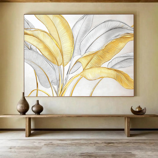 “Gold - Silver Leaf Patterns” - Metallic Botanical Painting HB0530