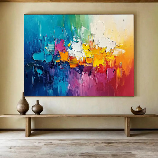 “Vibrant Abstract Blocks” - Colorful Palette, Abstract Block Shapes Painting On Canvas HB0857
