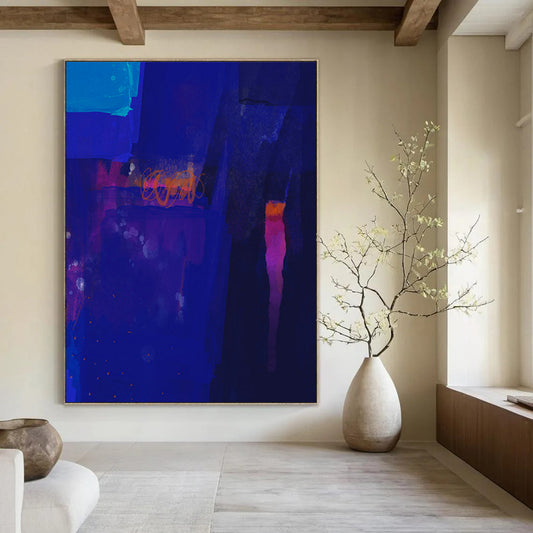 Oversized Custom Hand-Painted Abstract Canvas for Hotel & Entryway LargeART1820