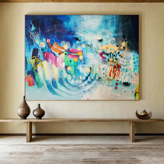 Enormous Hand-Painted Abstract Murals for Entryway & Bedroom LargeART1503