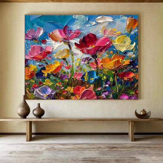 Grandiose Original Hand - Crafted Textured Abstract Mural for Immersive Environments DKH794