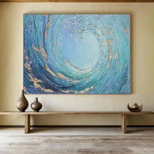 Textured Ocean Vortex - Dramatic Coastal Living Room Art DLZ254