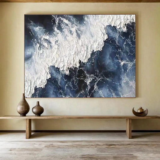 Textured Ocean Wave - Dramatic Coastal Living Room Art DLZ250