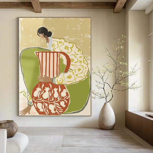 Artfully Designed Hand - Painted Textured Canvas Mural for Hallway & Bar DKH1145